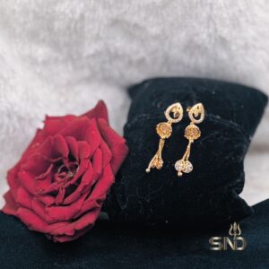 Floral Dangler Gold Earrings